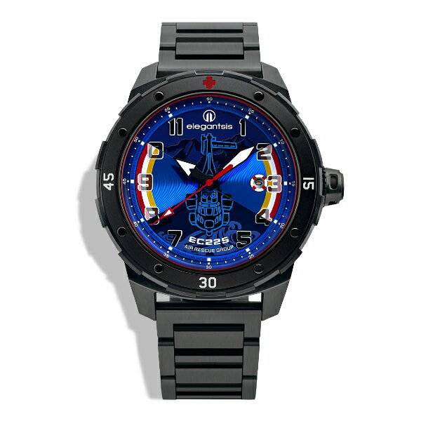 elegantsis 傑本尼氏 ELJO48MAS-ARG-8U01MA 空軍救護隊機械腕錶 黑x藍 45.5mm｜樂天領券現折★全館特惠中★指定刷卡回饋10%