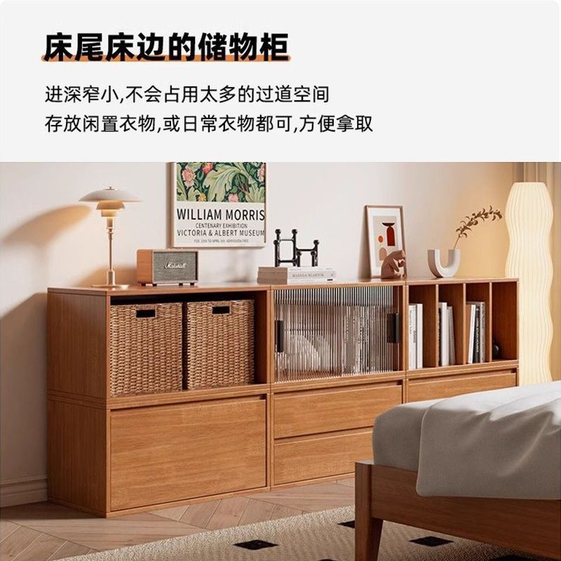 公司貨 開發票 新款矮書櫃書架鬥櫃矮櫃地櫃落地格子電視櫃家用日式儲物櫃餐邊櫃 免運最低價 快速出貨