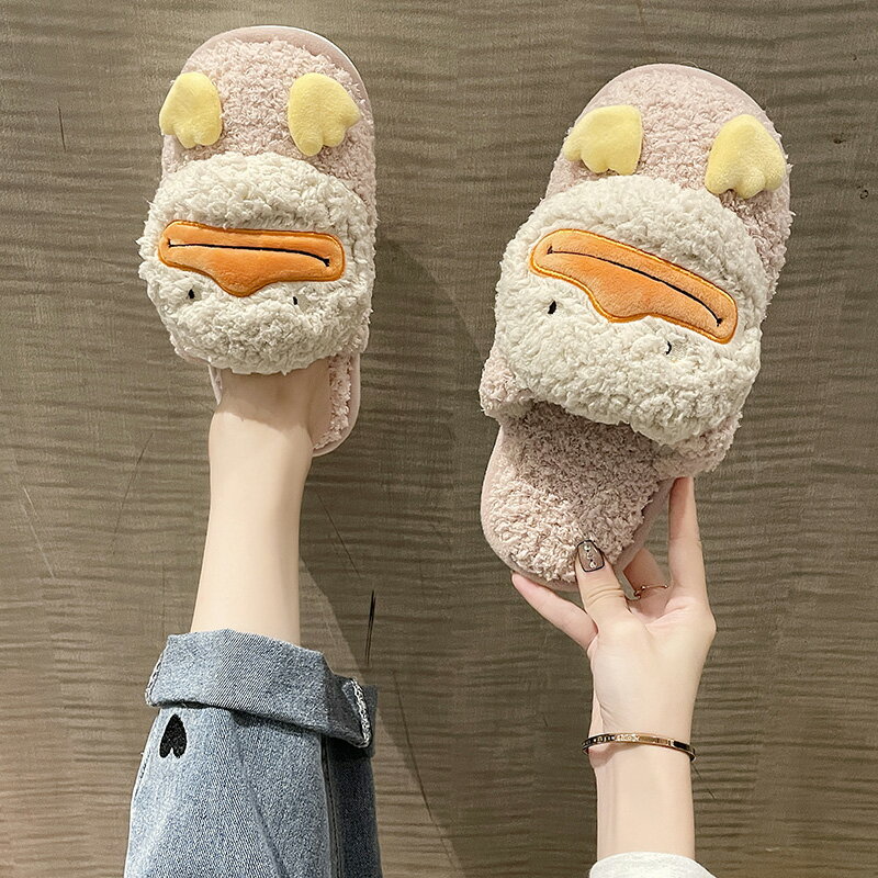 韓版居家ins可愛學生毛絨絨棉拖冬季卡通保暖包頭棉拖鞋月子鞋