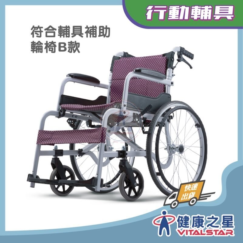 康揚 飛揚105 經濟標準型輕量輪椅(紫圓點)