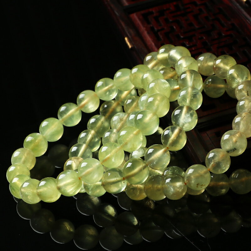 親寶水晶天然金葡萄石手鏈女清淡翠金冰種級葡萄石手串飾品禮物