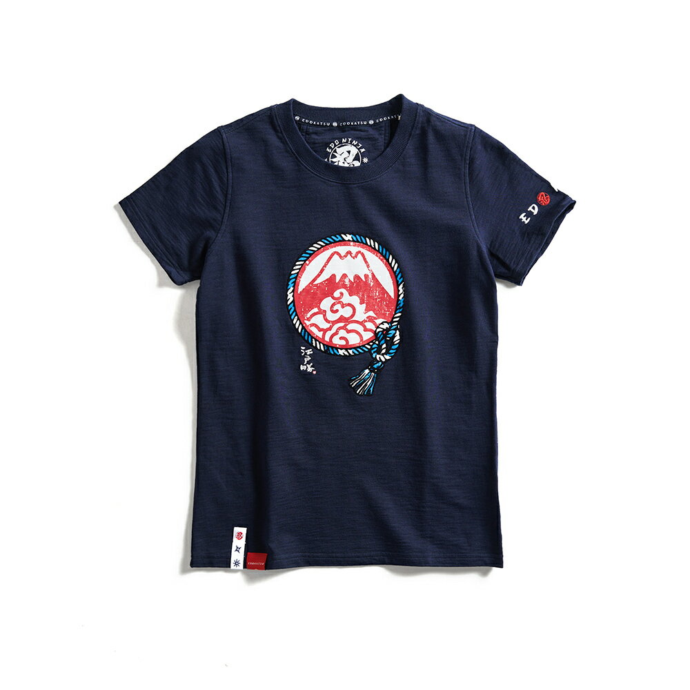 EDOKATSU江戶勝 女款 忍者系列 注連繩LOGO印花短袖T恤 (丈青色) 1