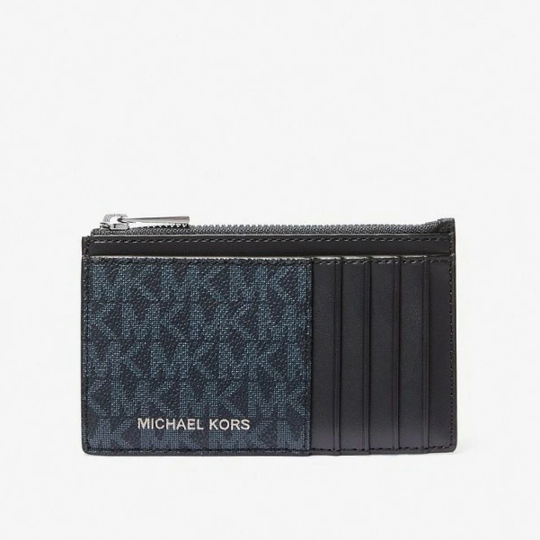 MICHAEL KORS 大款名片夾 零錢包 防刮PVC皮革 卡片夾 錢包 信用卡夾 M10783 藍色MK(現貨)▶指定Outlet商品5折起☆現貨【送禮首選★APP下單點數4倍送】