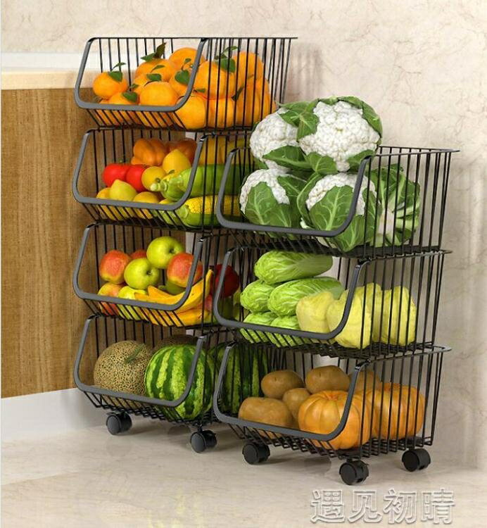 餐車廚房收納置物架落地多層可移動小推車免安裝放蔬菜架菜籃子置物架YJT【 奇趣生活】