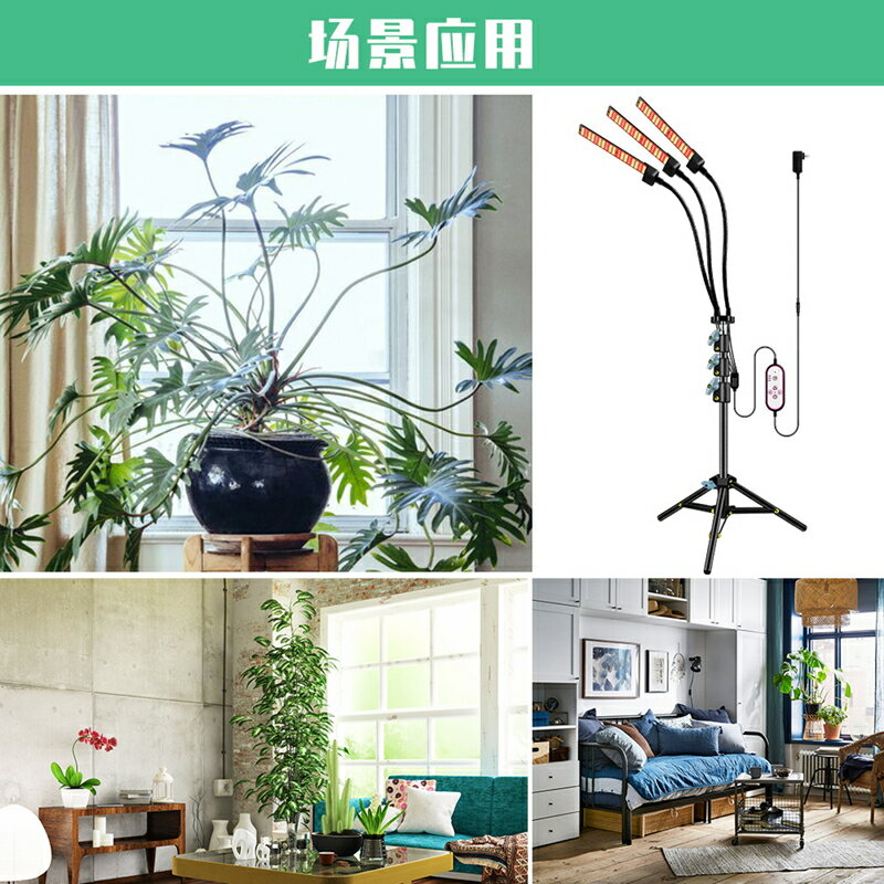 LED植物燈/植物生長燈 LED全光譜植物燈支架三角架落地植物生長燈室內仿太陽植物補光燈『XY39792』 3