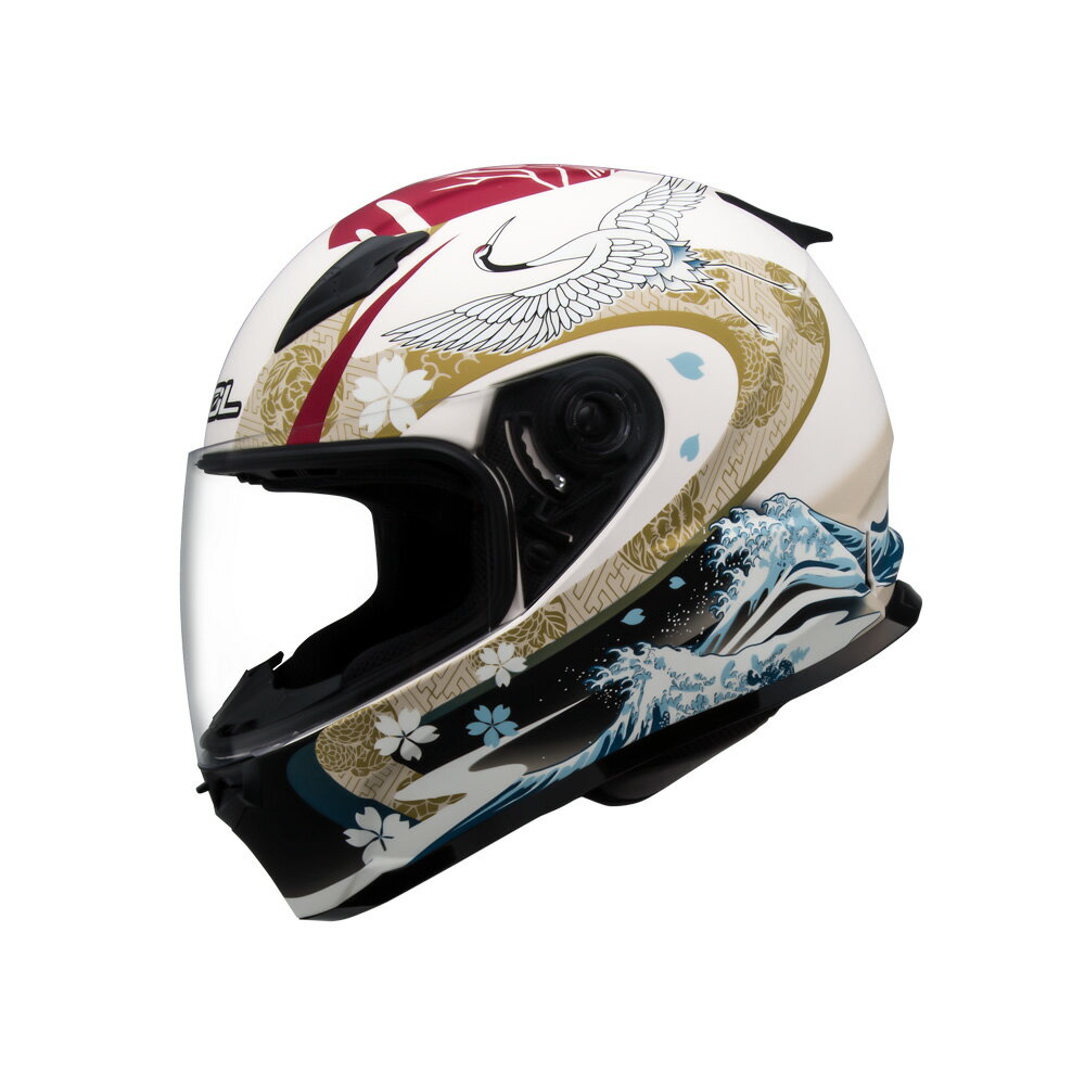 【SOL Helmets】SF-2M全罩式安全帽 (浮世繪_消光米白/紅) ｜ SOL安全帽官方商城