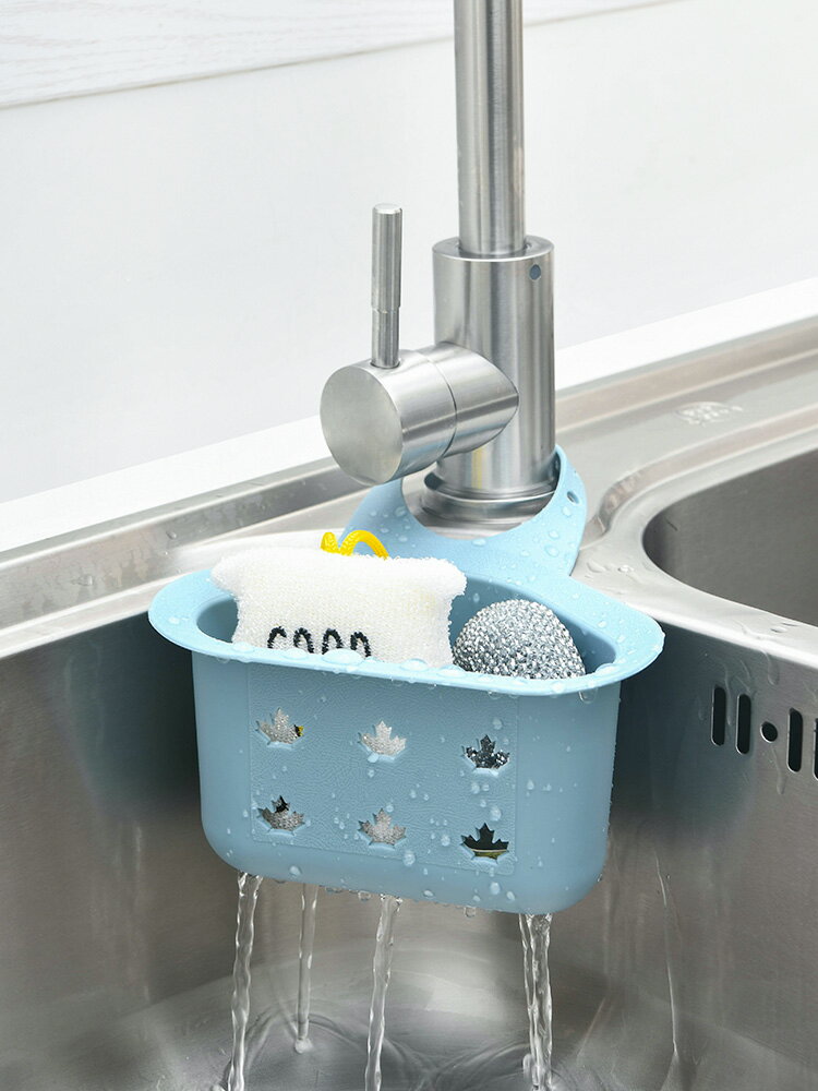 廚房水槽瀝水籃置物架水龍頭洗碗池抹布海綿收納架塑料小掛籃