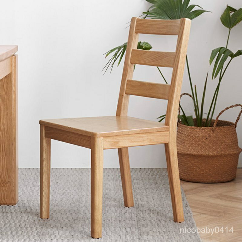 工廠直銷髮貨批髮實木餐椅現代簡約傢用椅子北歐橡木靠背椅成人書桌椅子原木辦公椅 MBS9