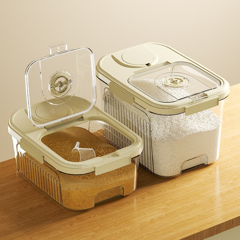 廚房家用米桶密封透明按壓式防蟲防潮食品級面粉谷物儲存米箱米缸【四季小屋】