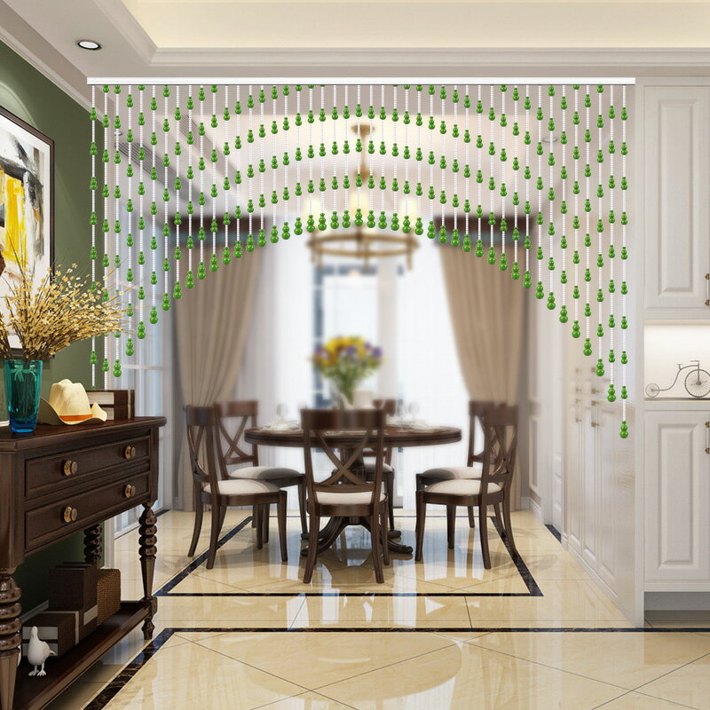 綠色葫蘆門簾桃木珠簾水晶隔斷簾子廁所吊簾落地家用風水簾免打孔 3