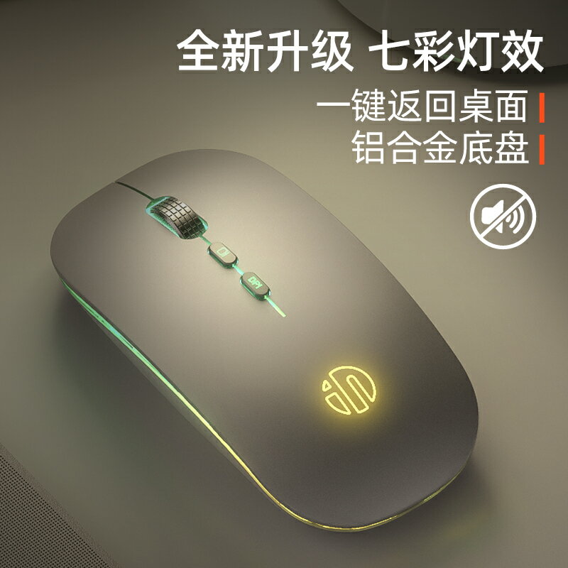 藍芽滑鼠 無線滑鼠 無線滑鼠靜音可充電款式女生發光無聲男生電競遊戲機械辦公電腦筆記本通用無限適用於小米蘋果戴爾『cyd8989』
