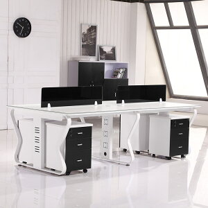 辦公家具鋼架員工卡座工作位屏風桌黑白職員辦公桌電腦桌簡約