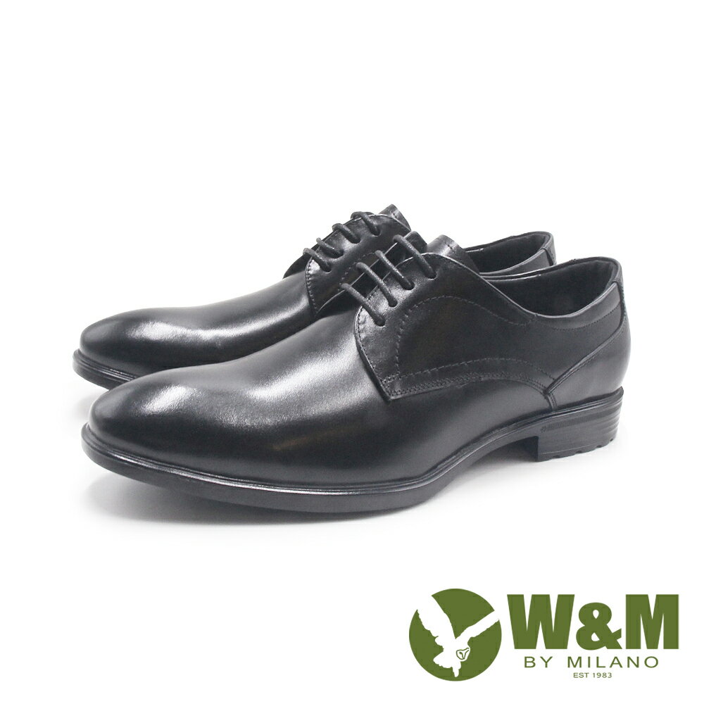 W&M(男)牛皮素面MD彈力輕量型皮鞋 男鞋-黑色