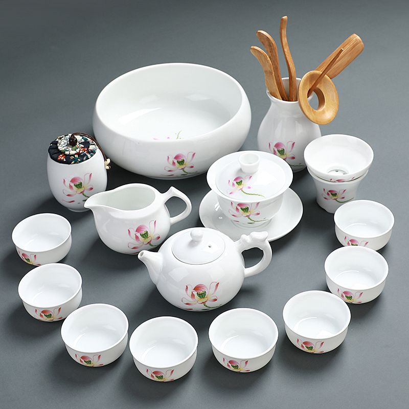 茶具 茶具套裝 茶具套德化白瓷功夫茶具套裝簡約現代茶杯蓋碗整套茶道茶藝陶瓷