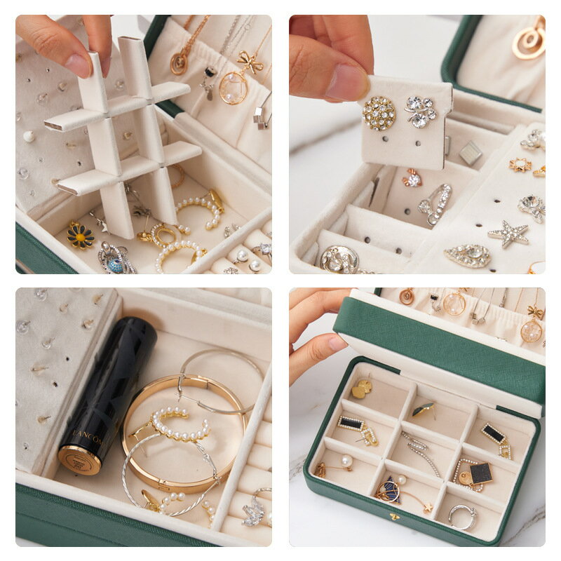 創意多層首飾盒 耳環項鏈飾收納珠寶盒 皮多功能首飾收納盒