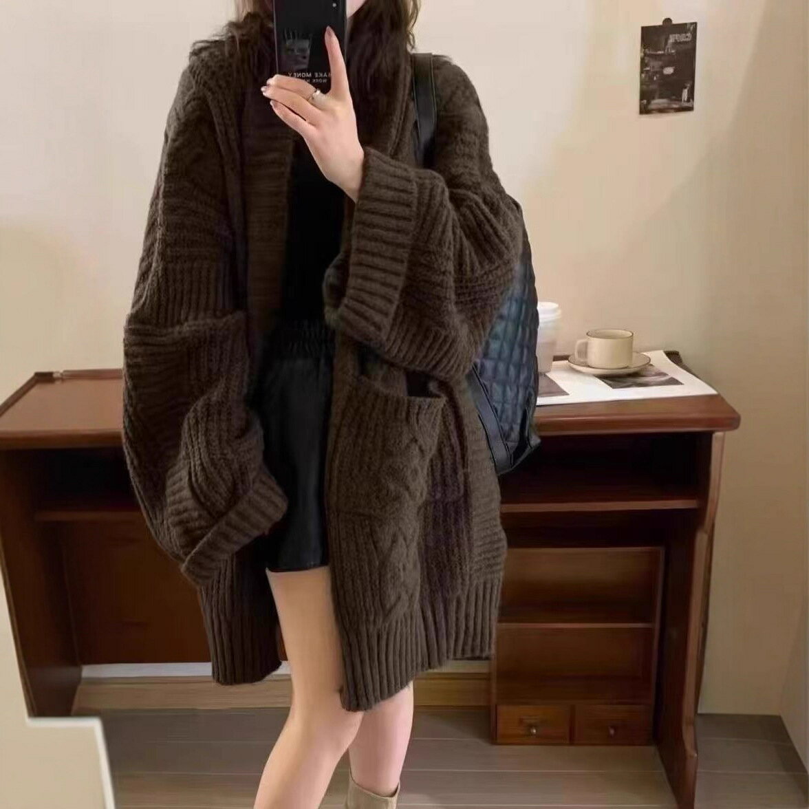 女裝 外套 韓系風 氣質上衣 韓版   韓系毛衣女慵懶風2025寬鬆針織衫開衫女外套中長款加厚秋冬款外搭 治裝激推 9