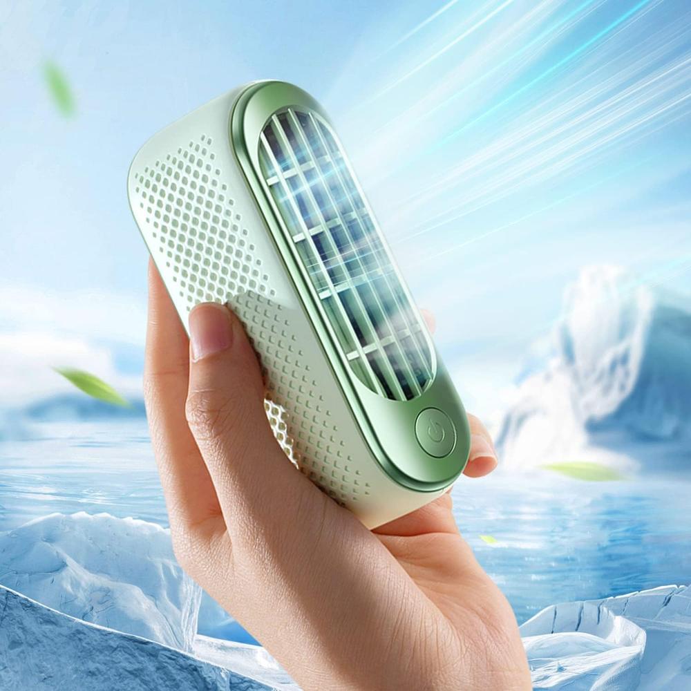 【日本代購】RANVOO L20 便攜式手持風扇｜四合一設計｜雙渦輪強風｜3000mAh｜USB-C 充電｜靜音無葉｜綠色