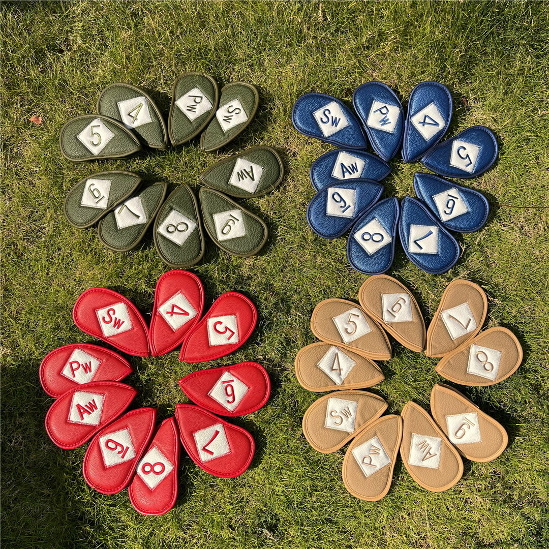 包郵彩色高爾夫球桿套球桿保護套golf配件雙面刺繡PU面料