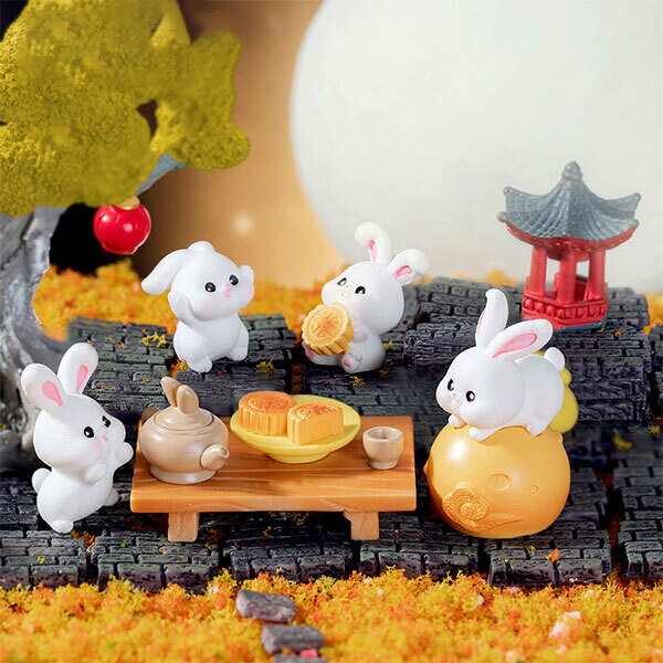 滿299出貨】新款中秋佳節主題月餅小白兔子桌面臥室房間ins風裝飾品diy擺件/掛件/擺件/展示品/裝扮品/裝飾品/中秋裝飾品| 舒適輕奢家居|