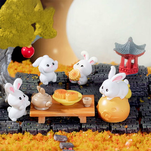 滿299出貨】新款中秋佳節主題月餅小白兔子桌面臥室房間ins風裝飾品diy擺件/掛件/擺件/展示品/裝扮品/裝飾品/中秋裝飾品| 舒適輕奢家居|