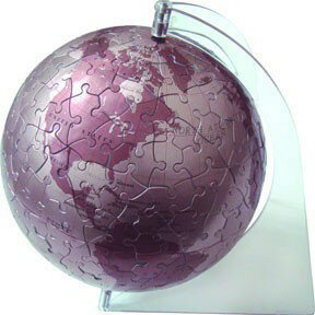 P2 - UN-1557 球型拼圖 古銅色英文地球儀拼圖240片