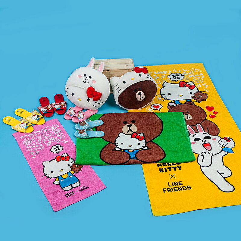 兒童毛巾 / 生活館-100%純棉【HelloKittyXLINEFRIENDS-共三款】28X54cm，正版授權，三麗鷗，吸水性佳，柔軟易清洗，戀家小舖