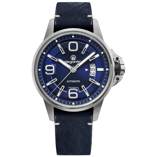 elegantsis 傑本尼氏 ELJT55A-NU02LC 低調奢華風格機械腕錶/藍面 44mm｜樂天全館特惠中★指定刷卡回饋10%