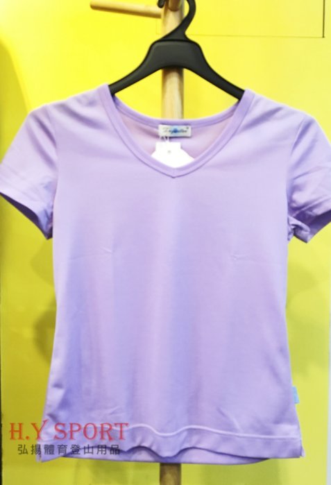 【H.Y SPORT】DRY-WET-TEX 多且 5200s 雞心領短袖排汗衫 紫 [抗紫外線排汗衣,隨身型除濕機]