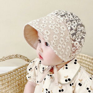 夏季嬰兒蕾絲遮陽帽春秋薄款防曬帽子女寶寶公主帽鏤空兒童太陽帽 全館免運