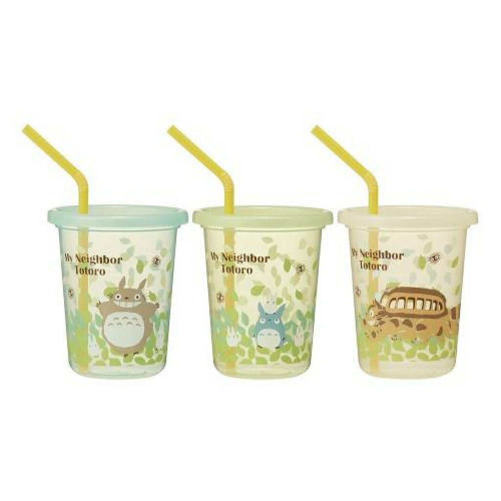 【震撼精品百貨】となりのトトロTotoro 龍貓/豆豆龍 日本製塑膠吸管杯(320ML)-3入#34577 震撼日式精品百貨
