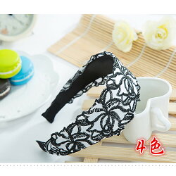 玫瑰花紋蕾絲寬邊刺繡髮箍DG0006 髮飾/韓版/日韓/頭飾/頭箍/王子與公主