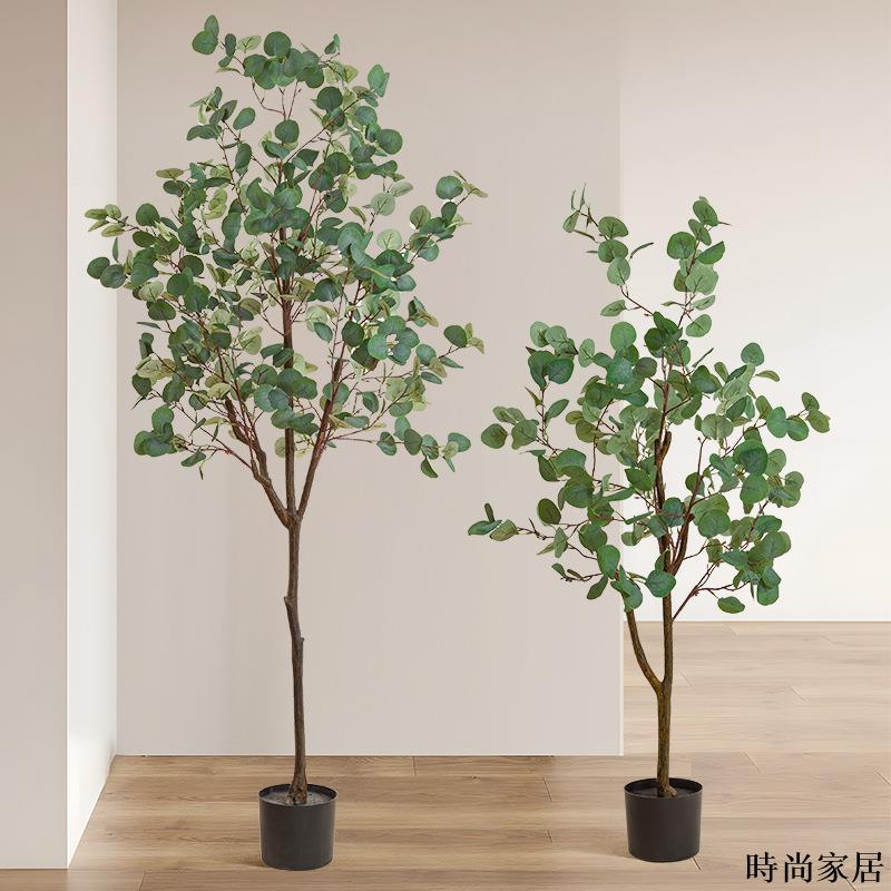 免運 附發票 工廠直銷 模擬樹 模擬擺件 綠植北歐ins模擬尤加利盆栽家居辦公大型落地假植物模擬金錢樹綠植WW0720