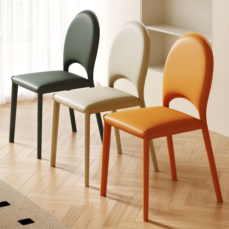 奶油風家用餐椅意式酒店餐廳靠背凳子簡約馬鞍皮椅子美甲凳梳妝椅