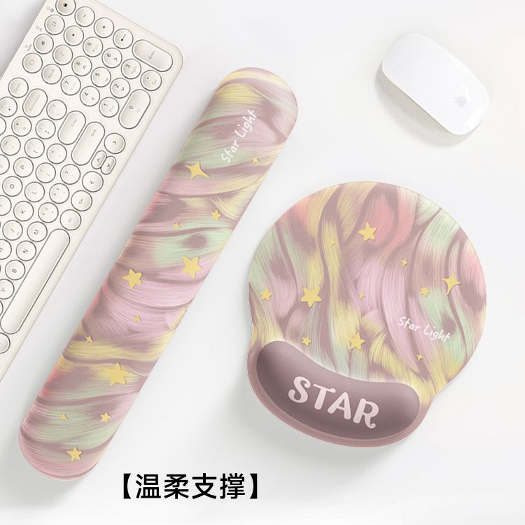 【告別鼠標手】V-SION絢麗星彩護腕滑鼠墊女手腕墊防滑辦公室筆記本電腦鍵盤手託【Snowbelle優選】