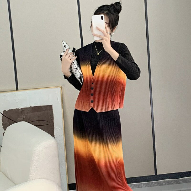 【巴黎精品】現貨+預購 三宅風上衣褶衣褶皺套裝女上衣長裙折衣彈力女裝顯瘦摺衣大碼-春夏季透氣a1jv11