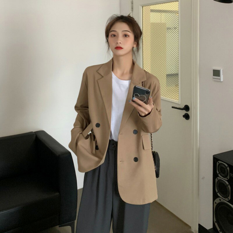 小子新款韓版氣質百搭炸街西裝外套女裝春秋設計感小眾復古上衣