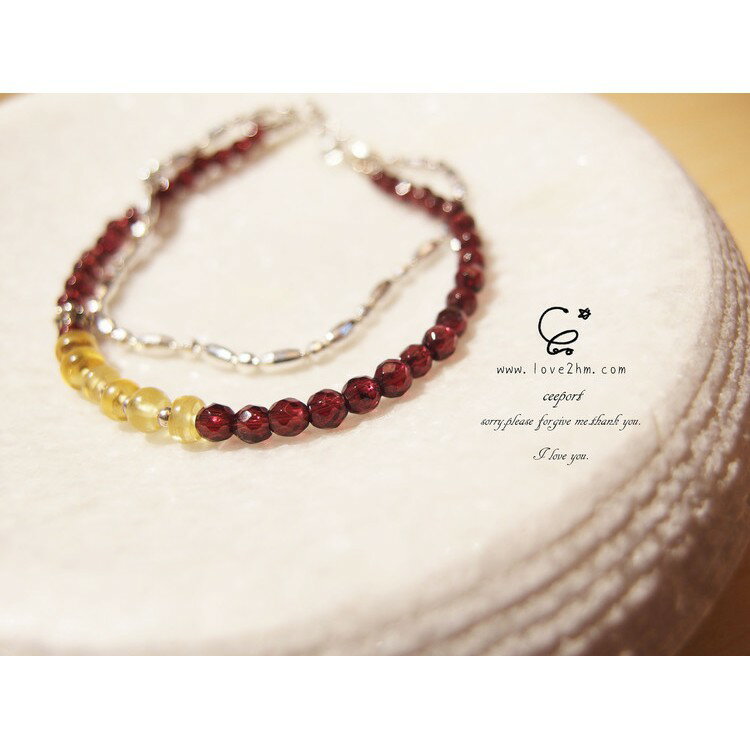牽絆/石榴石/琥珀/水晶手鍊/純銀鍊/925純銀/[晶晶工坊-love2hm]