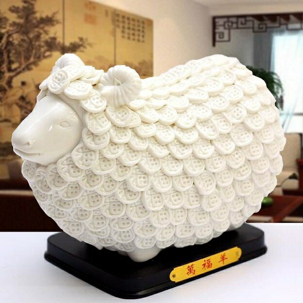 【良品舎】全館免運 開發票 保售後 景德鎮陶瓷器工藝吉祥如意萬福羊擺件客廳裝飾品創意禮品喬遷禮物