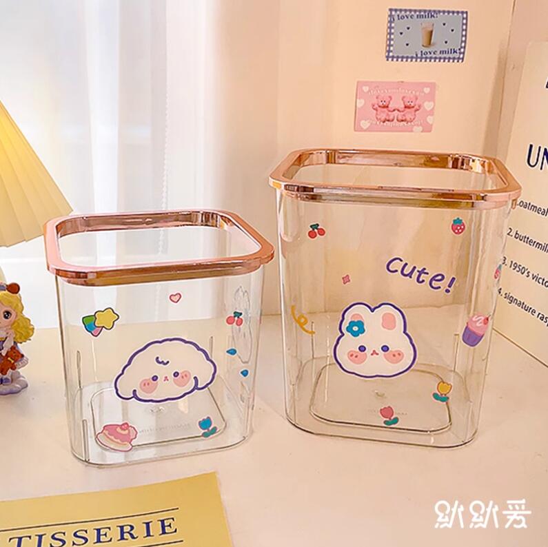 可愛桌面垃圾桶透明家用桌子餐桌臥室臺面收納桌上【步行者戶外生活館】