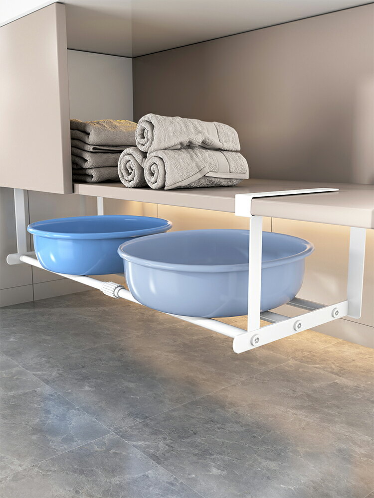 洗臉盆架子 臉盆掛鉤 臉盆支架 衛生間置物架洗臉盆收納架子浴室櫃下免打孔盆子架廁所壁掛臉盆架『ZW9146』