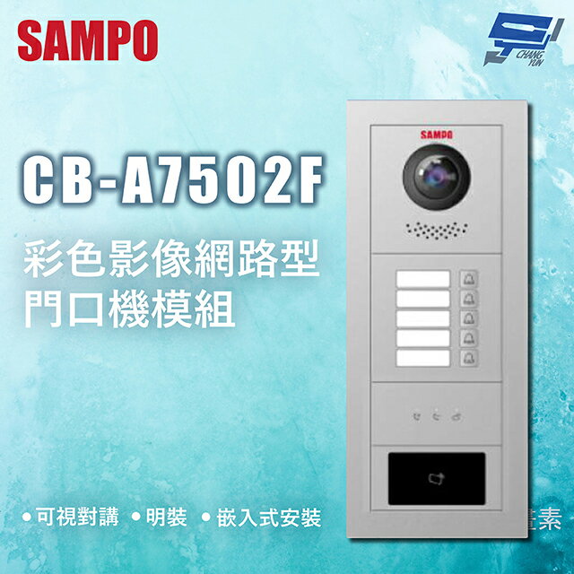 昌運監視器 SAMPO聲寶 CB-A7502F 彩色影像網路型門口機模組 可視對講 明裝 嵌入式安裝 請來電洽詢