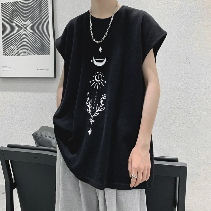 美式vibe風t恤2022男裝設計感小眾短袖oversize夏季高街男孩穿搭