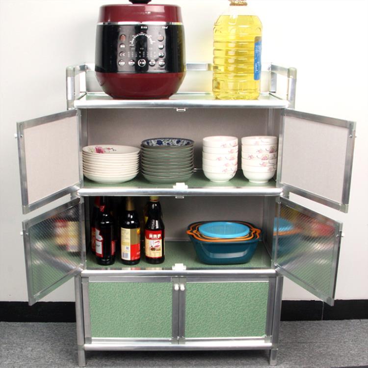 家用碗柜廚房櫥柜簡易小型放碗鋁合金儲物柜子經濟型出租房置物柜