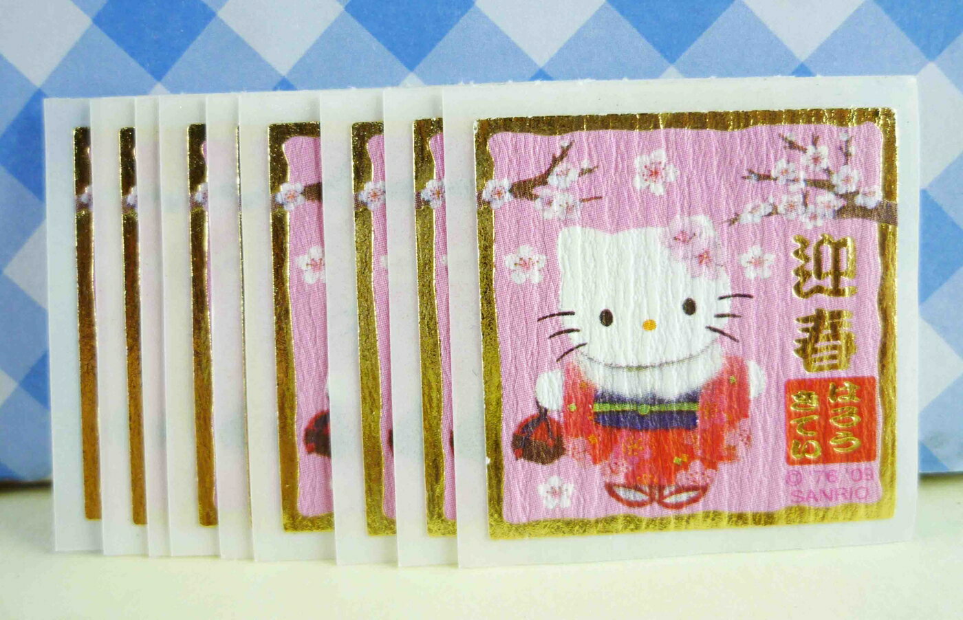 【震撼精品百貨】Hello Kitty 凱蒂貓 KITTY貼紙-賀年貼紙-和服 震撼日式精品百貨