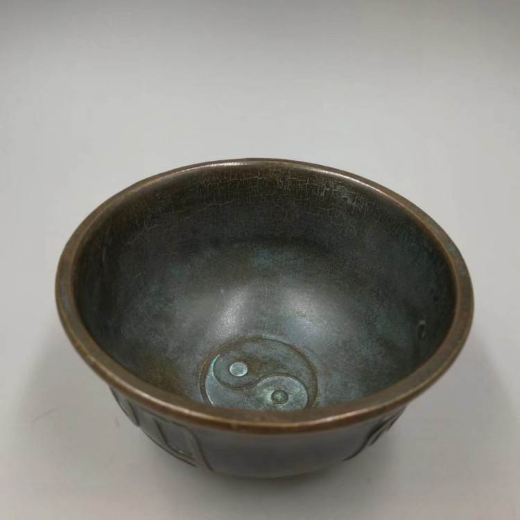 仿古 古玩雜項收藏復古銅器銅碗四季發財碗銅碗太極碗 仿古做舊1入
