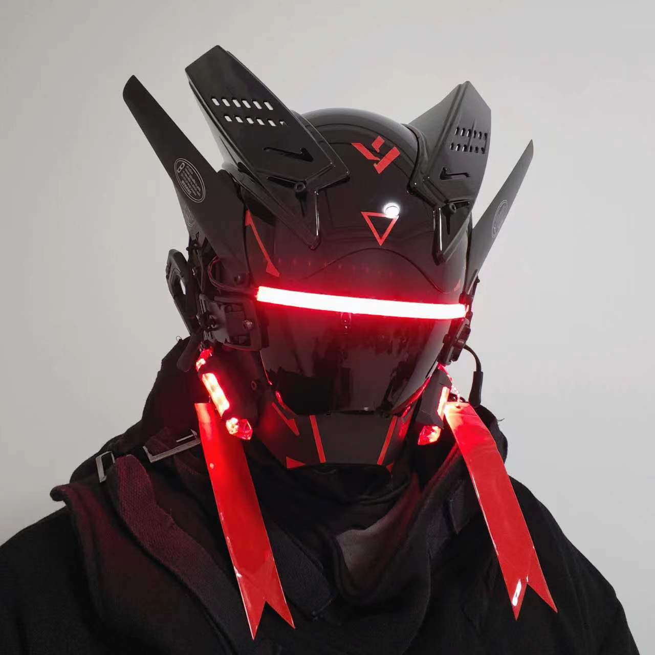 {保固一年 可打統編}賽博朋克頭盔面具cos服男假面騎士頭套科技感頭盔機甲風搞怪面罩 1