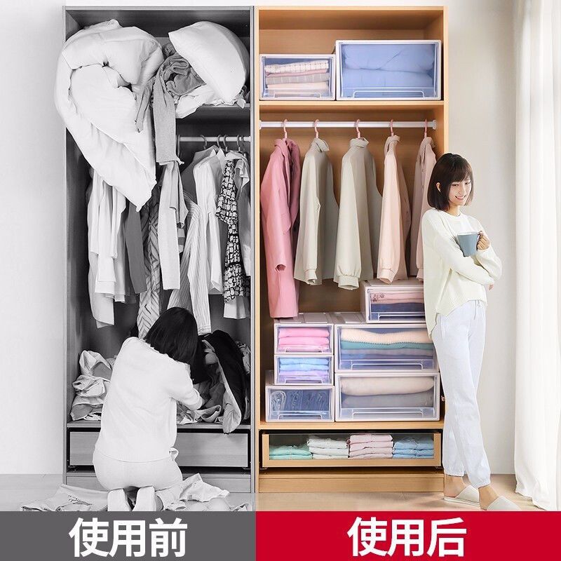 【公司貨 最低價】【巨大】抽屜式收納箱衣柜家用塑料透明衣物被子收納整理儲物柜子 3
