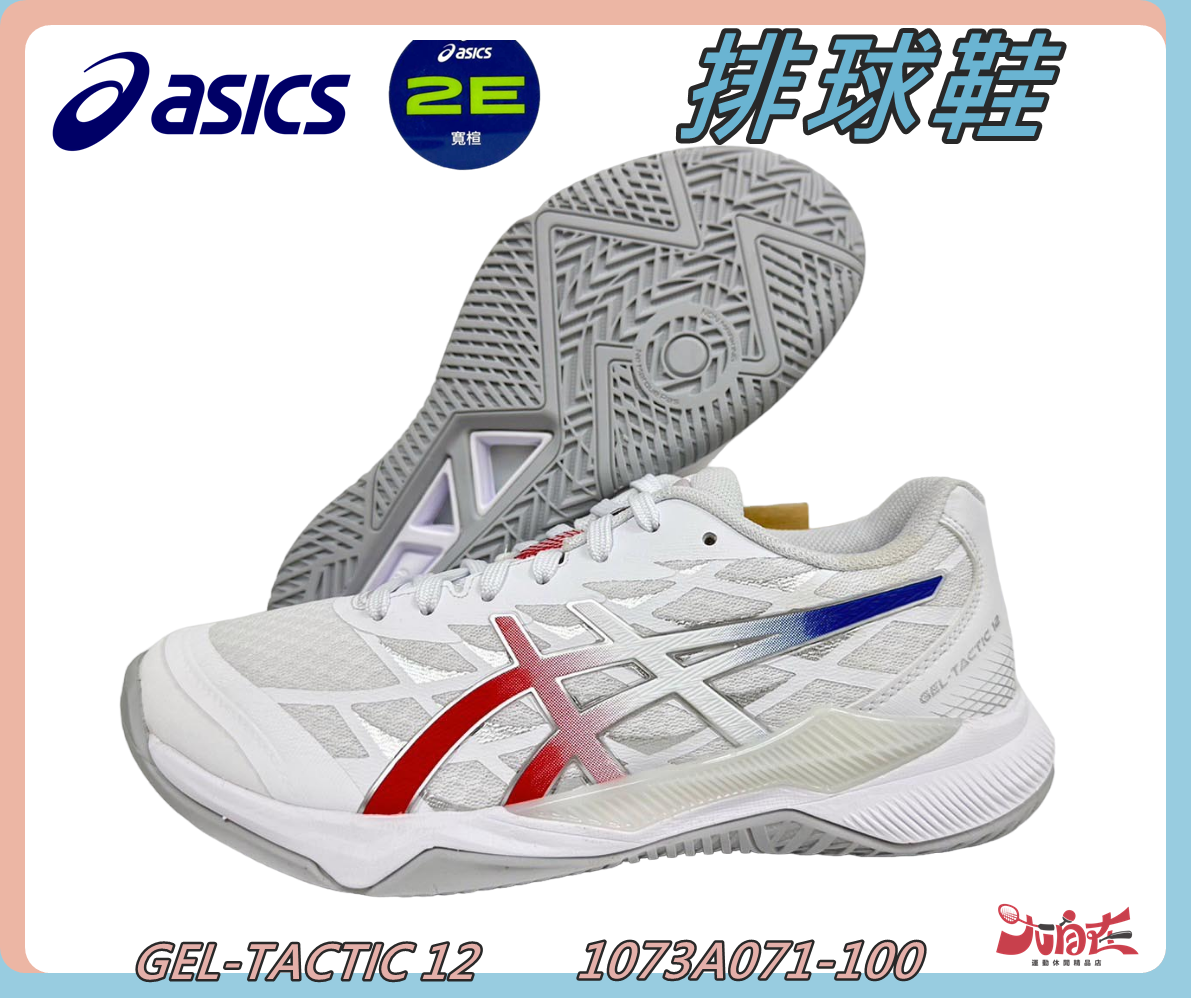 Asics 亞瑟士 排球鞋 GEL-TACTIC 12 支撐 穩定 靈活 緩衝 2E寬楦 1073A071-100 大自在