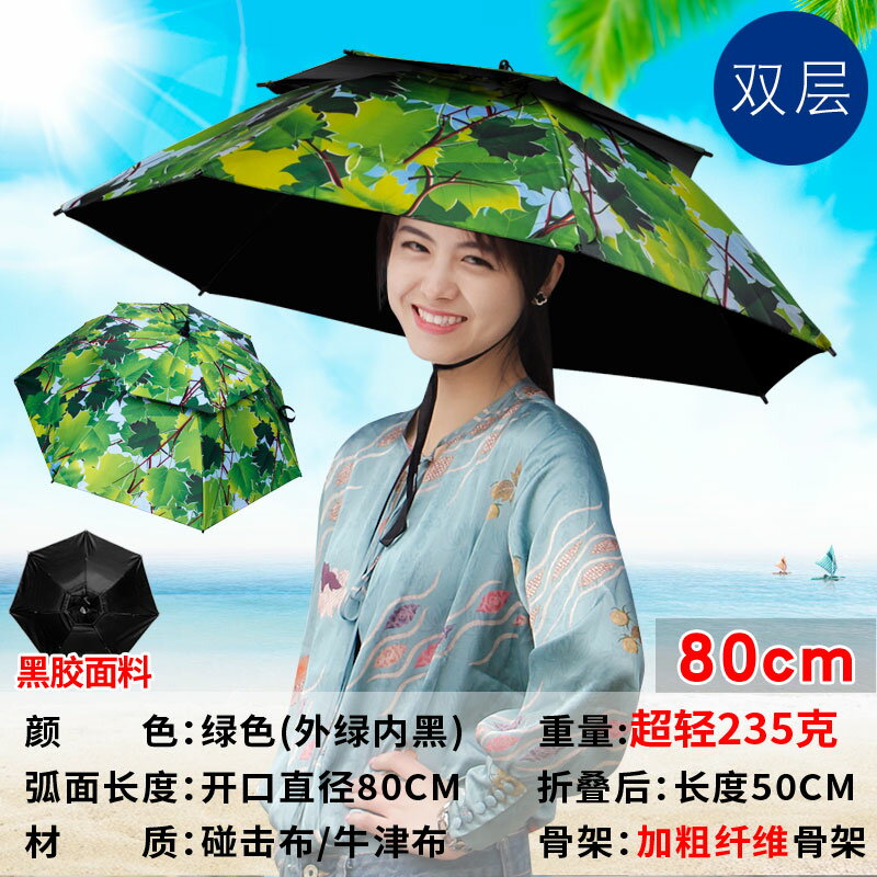 釣魚遮陽傘頭傘雨帽傘帽頭戴式雨傘帽防雨頭帶折疊帽子大號斗笠頂