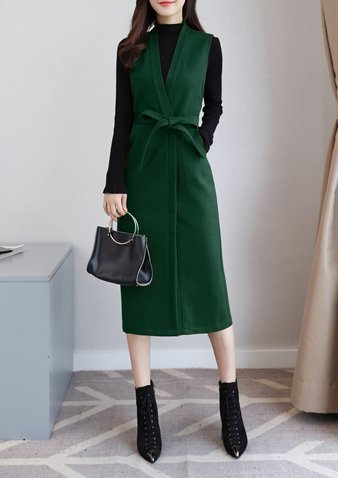 FINDSENSE品牌 秋季 新款 韓國 優雅 氣質純色毛衣+成熟馬甲毛呢裙 顯瘦 兩件套 時尚 潮流套裝裙